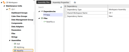 Assembly File tab open to display Dependency properties